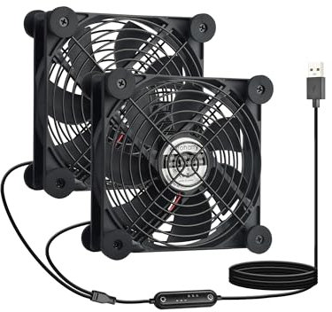 euroharry USB 120mm leiser Ventilator,2IN1, 6-Windgeschwindigkeiten für Smart Timing Controller, Motor Moisture Resistant (IPX5) Staubdicht, Breitspannungs-kompatible 5-12V Geeignet