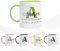 TAZALAND | Taza PERSONALIZADA | Con Inicial y Nombre | 350 ml | Apta para Microondas | Taza Personalizada a Todo Color (360º alrededor de la Taza) | Ideal para Familiares o Amigos (VERDE)
