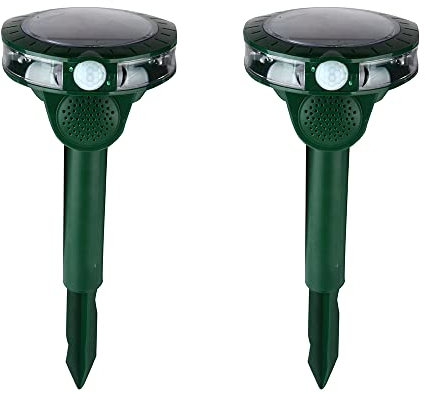 2X Katzenschreck Ultraschall Solar Tiervertreiber, Marderschreck mit Sensor-Blitzleuchte Katzenabwehr Marderabwehr Garten Wasserdicht 2 Modus Waschbär Abwehr für Katzen Hunde Marder Mäuse Vögel (2)