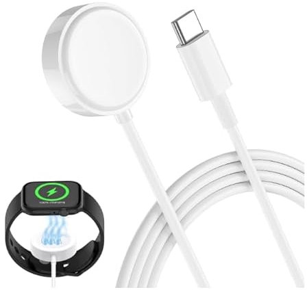 Newding for Apple Watch Charger USB C Magnetic Fast Charging Cable Compatible with Apple Watch Series 10 SE Ultra 2 9 8 7 6 5 4 3 2 1, Smartwatch Charging Dock for iWatch, 3.3 ft USB-C Cable, White