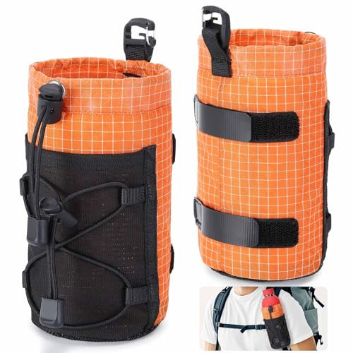 Outdoor multifunctional water bottle holder,portable shoulder strap bottle carrier,backpack accessories for hiking hunting and walking travelling 2 pairs bright orange