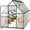 FIVMEN Serre de jardin en aluminium avec base de 6 cm et plaque en polycarbonate de 4 mm - Résistante aux UV et aux intempéries - 340 x 180 x 195 cm