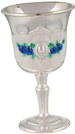 HEALLILY Verre à vin vintage en métal avec motif floral en relief, calice médiéval pour fêtes, décoration d'intérieur et voyage, design compact et luxueux avec construction fine