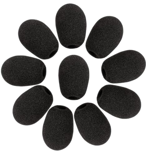 HABNI 10 Pezzi Coprimicrofono In Schiuma Per Cuffie (8×22×30Mm) - Anti-Pop, Riduzione Rumore, Nero