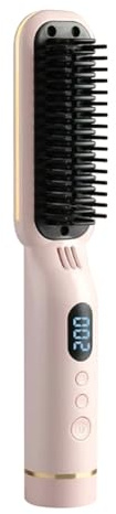 Huudngeje Wet & Dry Hair Straightening Comb with Anti-Hot Temperature Controlled Portable Hair Comb Pink