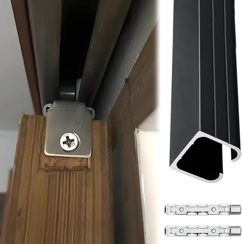 Kit de herrajes ocultos para puerta corredera, riel de aluminio de cierre suave para puertas de bolsillo, 24-120 pulgadas, montaje en techo y pared, acabado negro (813 mm)