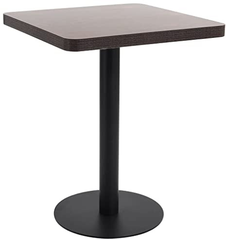 Teenpull Bistrotisch Dunkelbraun 60x60 cm MDF Quadratisch, Esszimmertisch für 2 Personen, Bartisch mit Stahlfuß, Küchentisch Platzsparend Modern