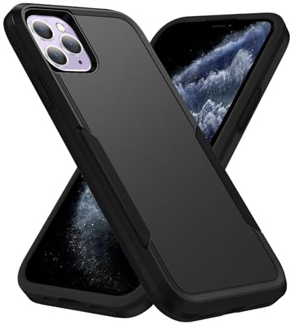 AIOVETEAB for iPhone 11 Pro Max Case, Dual Layer Full Body Protection Shockproof Rugged Heavy-Duty Protective Phone Case for iPhone 11 Pro Max 6.5 Inch (Black)