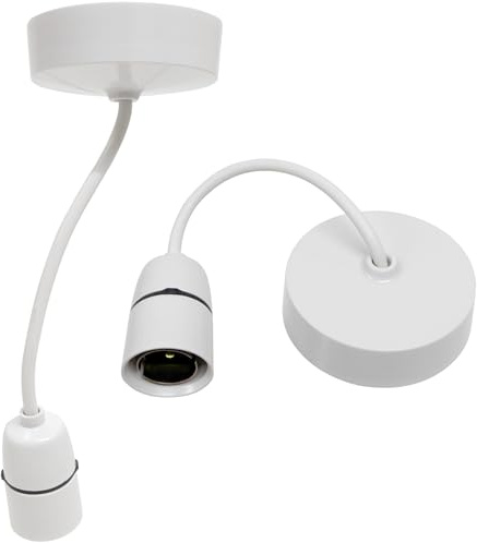 Ceiling Rose Pendant Light, 6 Inch Drop with BC B22 Bayonet Lamp Holder (2 Pack)