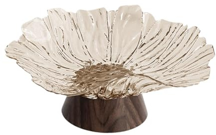 Fenteer Obstschale mit Fuß, Obst-Servierschale, Präsentationsständer, moderner Gemüsehalter, Aufbewahrungstablett für Hochzeitstischdekoration, Bernstein-Khaki