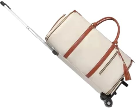 Faltbare Anzugtasche, Kleiderreisetasche mit Rollen, wasserdicht, großes Fassungsvermögen, multifunktionale Business-Trolley-Box, Luxus-Wochenende(White)