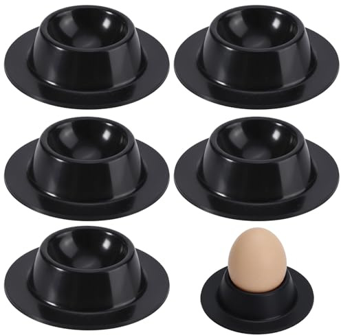GakQll Eierbecher Schwarz, 6 Stück Lustige Eierbecher aus Silikon, Ideal für Frühstück, Camping und Picknick, Robuste Eierhalter 8.7 x 2.2 cm