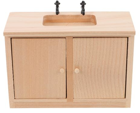 GARVALON 12 Maßstab Holz Badezimmer Waschbecken Kleiner Badmöbel für Puppenhaus Badezimmer und Küche
