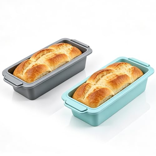 QEEYON 2 Stück Silikon-Brotbackform – Große Kastenform 28x12x6,5 cm – Mikrowellengeeignet, Kastenform Kuchen mit verdicktem Design, Antihaft Silikon Backform für Brot & Kuchen