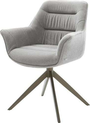 DELIFE Esszimmerstuhl Kaira-Flex Kreuzgestell breit Effektfinish Titan Strukturstoff Soft Grau 360° drehbar Wippfunktion