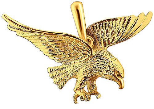 CLEVER SCHMUCK Goldener Herren Anhänger großer Adler 36 x 21 mm fliegend glänzend 333 GOLD 8 KARAT im Schmucketui