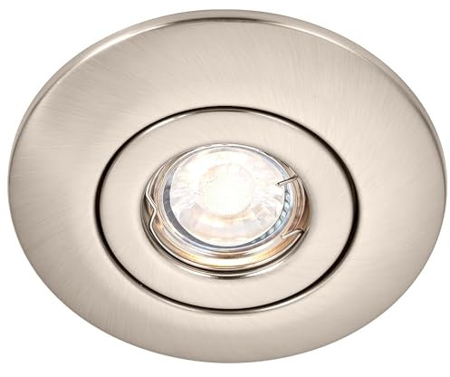 National Lighting Modern Satin Nickel Low Voltage to 240V Mains Voltage GU10 Recessed Downlight Converter - Converts Holes ranging from Approx. 65mm to 125mm