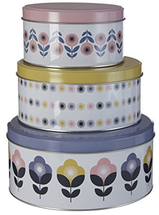 Premier Housewares Joni Storage Tins, Round, Set of 3,H9 x W20 x D20cm