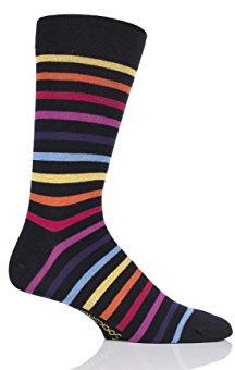 SockShop Men's and Ladies' Striped Colour Burst Bamboo Socks with Smooth Toe Seams. Everyday Socks in Bright and Fun Colours for Him and Her in Unisex Sizes 4-7, 7-11 and 12-14. Pack of 1