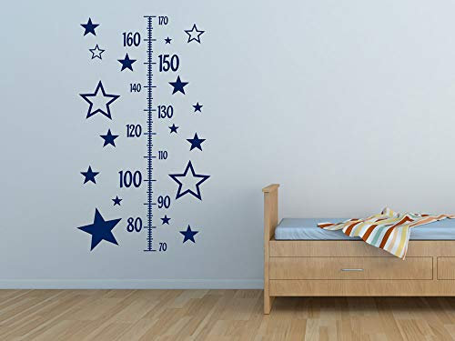 GRAZDesign Wandtattoo Mädchen Sterne, Wandsticker Babyzimmer Deko Wachstum Diagramm, Wachstumsmesser Kinderzimmer Messlatte Kind Maßband / 100x57cm / 053 hellblau
