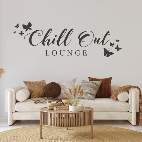 tjapalo® s-pkm442 wandtattoo chillout lounge Wandtattoo Wohnzimmer Spruch Wandsticker Wohnzimmer modern Wandtatoo Badezimmer Wellness viele Farben, Größe: B100xH33, Farbe: pink
