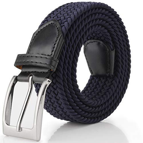 Fairwin Cintura Uomo, Cintura Elastica Intrecciata per Uomo, Confortevole in Tessuto Elastico Stretch (Blu, L: 115cm (vita 90-100cm/36-40))