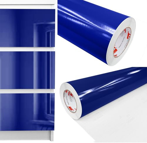 Möbelfolie selbstklebend 100x450 cm | Einfarbig Klebefolie für Möbel | Klebefolie Möbel - einfache Anwendung, ideal für die Renovierung von Küche oder Bad | Möbelfolie | Kobaltblau Hochglanz