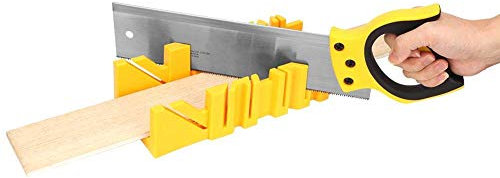 Mitre Box With Back Saw, Hardened ABS Wood Cutter Holder, 12 Inch Multiple Angles Clamp With 14 Inch Saw, 90°45°and 22.5°