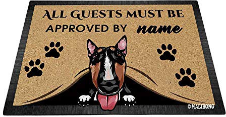BAGEYOU Fußmatte, personalisierbar, mit Namen des Hundes, Bullterrier, für alle Gäste, die zugelassen werden müssen, 60 x 40 cm