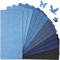 15 Sheets Iron-On Mending Fabric 4.92 x 11 Inch Iron On Clothes Patches Iron On Kit for Mending Fix Couch Pants Pockets Holes Knees Elbow (Black, Dark Blue, Blue, Sky Blue, Light Blue)