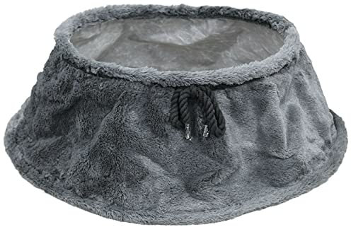 Grande Jupe Cache Pied Sapin de Noël en Fausse Fourrure de 60 cm de Large à la Base de Forme Conique Gris Foncé