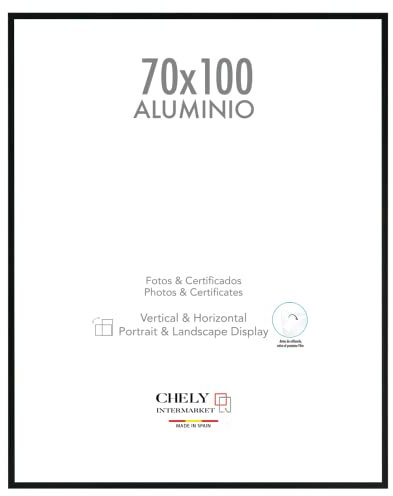 CHELY INTERMARKET | 31B2B | Marco de aluminio 70x100cm (Negro) MOD-214, estilo minimalista e intemporal, apto para enmarcar diplomas, titulo, fotos universitario y poster.(214-70x100-2,85)