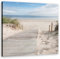 Feeby Bild auf Vlies Leinwand Nordsee Ostsee Der Steg zum Strand 40x40 cm Kunstdruck Modern Wandbilder Deko Flur Wohnzimmer Wolken Himmel Sand Beige