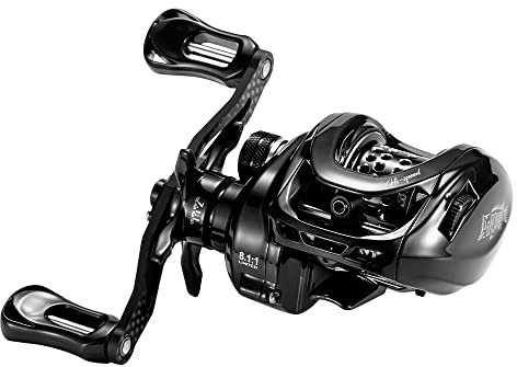 DOVIELLO BMC100 BFS Baitcast-Rolle, ultraleicht, mit Drag Clicker, 8,1:1, hohe Geschwindigkeit, 5 kg Zugkraft, 11 + 1BB Baitcast-Rolle, super glattes Köder-Finesse-System, niedriges Profil, rechte
