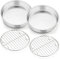 HaWare Backform mit Abkühlgitter Set, Edelstahl Kuchenform Tortenform Set, Rund Kuchenformen mit Kuchengitter Set zum Backen/Braten/Kühlen/Dämpfen, Rostfrei & Spülmaschinenfest, 4 Stück - 21cm