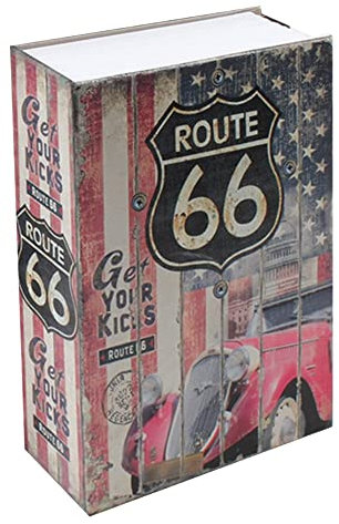Foreverup Coffre-fort à livre avec serrure à combinaison, coffre-fort à livre, coffre-fort à livre, 24 x 15,5 x 5,5 cm, pour bijoux, argent, argent, objets précieux, bureau/maison (Route 66)