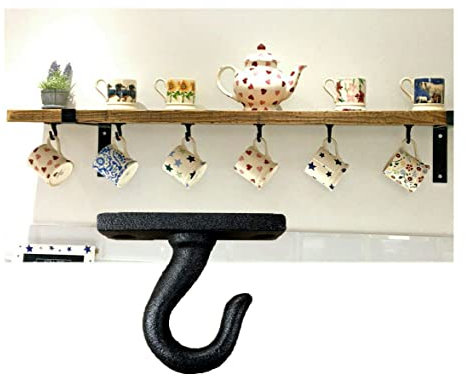chunkycarpentry Cup Hook Under Shelf Counter Cup Mug Hooks with Fixings x8 Raw Pure Black Iron Cup Holder Kitchen