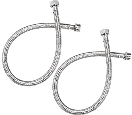 METALLIXITY Raccord de tuyau d'alimentation pour robinet (600mm/24) 2Pcs, Raccord de tuyau d'alimentation en acier inoxydable 304 G1/2 femelle à G1/2 mâle - pour cuisine salle de bain