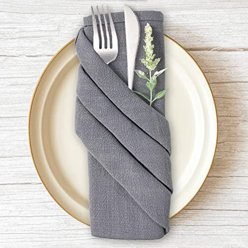 Stoffservietten, 12er Pack Hochwertige Grau Servietten 40x40 cm, Tischdekoration Servietten Hochzeit Geburtstag, Leinenservietten Wiederverwendbare Feiern Abendessen Cafe Restaurant