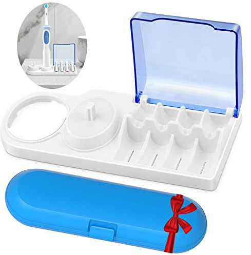 Porta Spazzolino Elettrico, Organizer per Teste Dello Spazzolino da Denti con Coperchio Antipolvere, Portaspazzolino per Bagno, Supporto Spazzolini Ventilato, con 1 Custodia per Spazzolino Elettrici