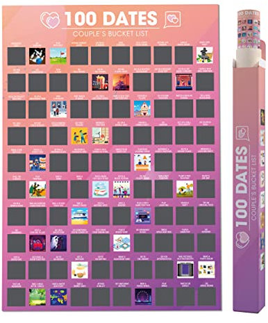 Giftinghouse Poster zum Rubbeln mit 100 Daten, Bucketliste, 100 Dinge für Paare, bestes Valentinstagsgeschenk, Jahrestag, Freundin oder Freund, A2-Größe