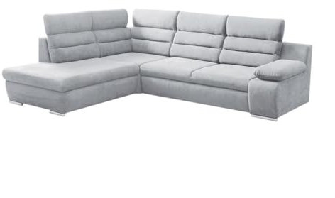 Vente-unique Schlafsofa aus Stoff PYLOS - Grau - linker Winkel - Einzelsaft