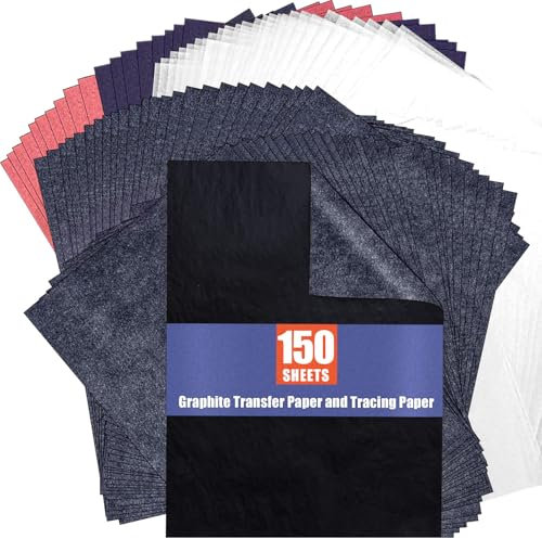 psler Kohlepapier zum Durchzeichnen I 90 Stück Graphit-Transferpapier und 60 Stück Transparentpapier – Graphitpapier, Kohlepapier für Holz, Handwerk, Leinwand, DIY, A4, Größe 21,6 x 27,9 cm