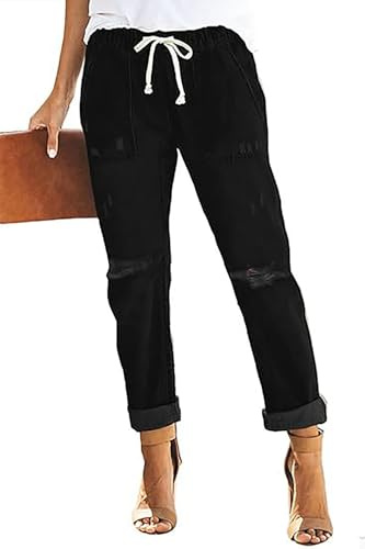 Alaster Queen Boyfriend Jeans Stretch Jeanshose Jeans Damen High Waist Ripped Mom Jeans Denim Hose