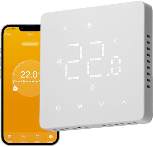 Termostato wifi per caldaia,Termostato con alexa controllo vocale,Termostato Tuya programmabile settimanale intelligente, Termostato domestica inteligente TGM-50WPB 3A