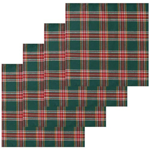 Bemvp 4 Stück Weihnachtliche Schottische Karierte Stoffservietten, Klassische Rot-grün Karierte Abendessenservietten Für Die Weihnachtsfeiertags-tischdekoration