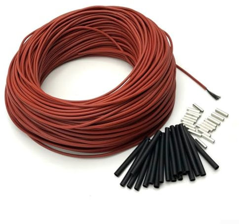 Cavo riscaldante in fibra di carbonio per riscaldamento a pavimento, 12 K, 33 Ω, guaina in gomma siliconica (30 m)