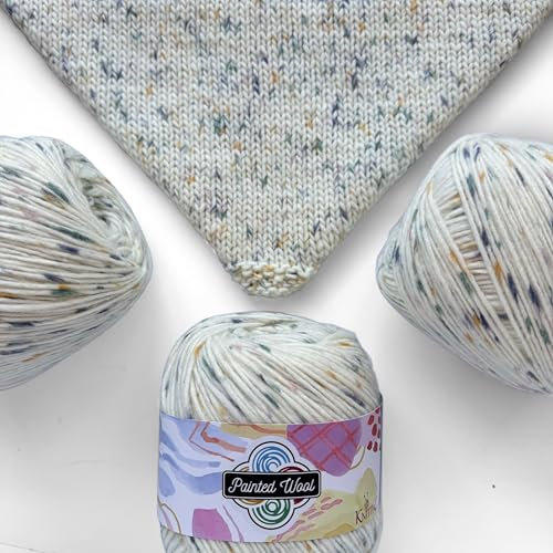 Artisan Hue Painted Wool Yarn - Soft DK Weight, 30% Wolle, 3-Skein Pack mit handgemalter Optik zum Stricken und Häkeln (Floating Fireflies)