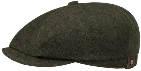 Stetson Hatteras Noir Schirmmütze Uni meliert Damen und Herren Herbst Winter Oliv 56 cm