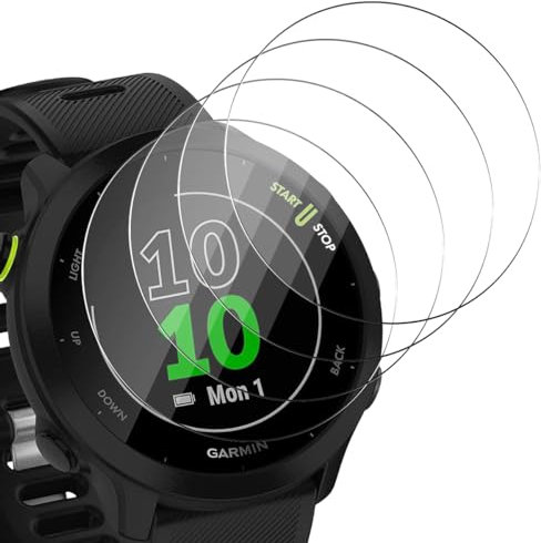 AnnhanT Vetro Temperato per Garmin Forerunner 55/45/45S/245/245, Garmin Forerunner 55/45/45S/245/245 pellicola Protettiva 4 Pezzi, Durezza 9H Pellicola Vetro